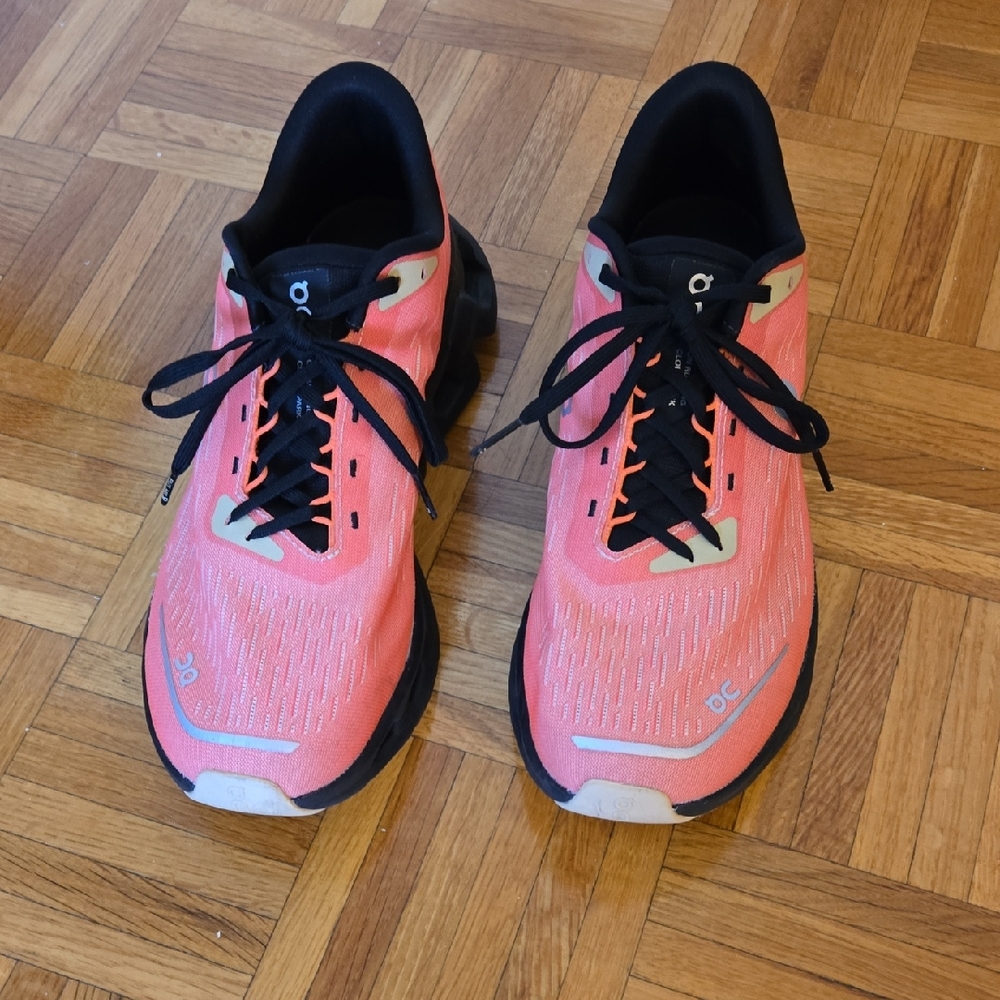 On Running  Coral and Black Athletic Shoes